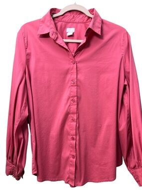 Chico's Vibrant Pink Long-Sleeve Button Down Shirt Size US 12